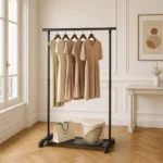 Porte-manteau Sur Pied Avec Rangement Chaussures, Métal Noir