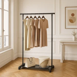Porte-manteau Sur Pied Avec Rangement Chaussures, Métal Noir
