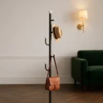 Porte-manteau Sur Pied Champignon Base Croisée Noir En Métal