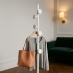 Porte-manteau Sur Pied Champignon Blanc Et Noir, Base Marbre