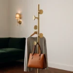 Porte-manteau Sur Pied Champignon Métal Blanc Et Doré