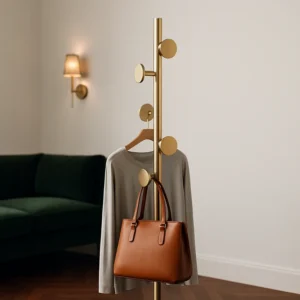 Porte-manteau Sur Pied Champignon Métal Blanc Et Doré
