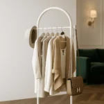 Porte Manteau Sur Pied Courbe En Metal Blanc 170 Cm