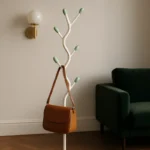 Porte-manteau Sur Pied Métal Blanc 8 Crochets Branches