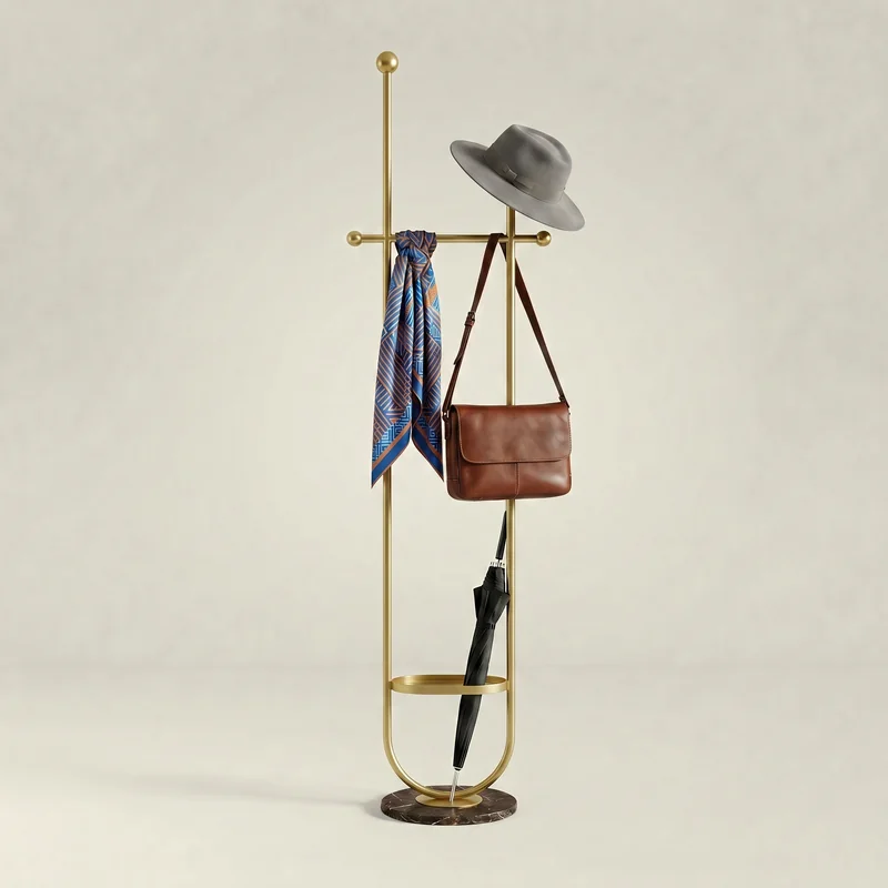 Porte-manteau Sur Pied Métal Doré Et Noir