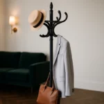 Porte-manteau Sur Pied Perroquet Noir, Métal Et Bois