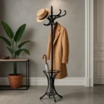 Porte-manteau Sur Pied Perroquet Noir, Métal Et Bois