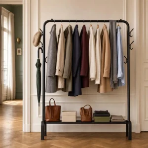 Meuble d'entrée porte-manteau métal design épuré