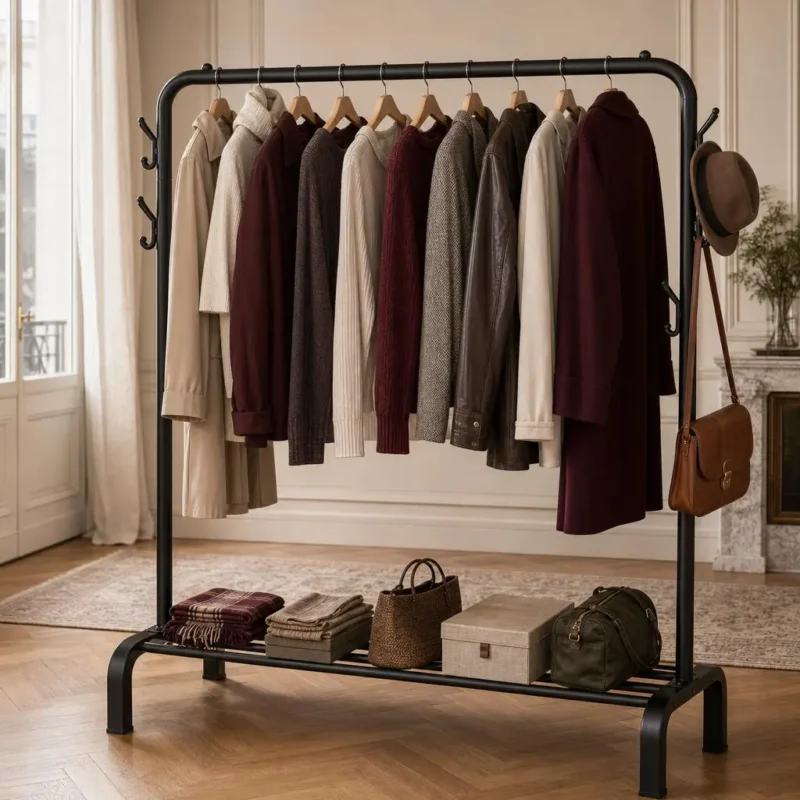 Meuble d'entrée porte-manteau métal design épuré