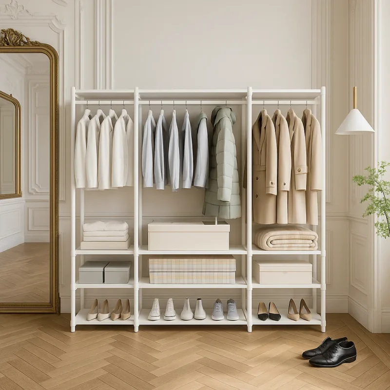 Meuble entrée avec rangement chaussures en métal blanc