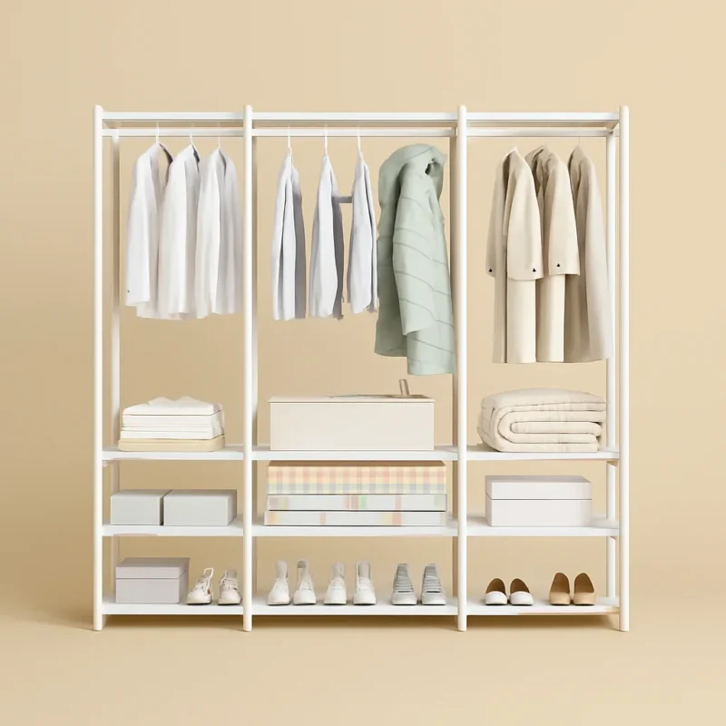 Meuble entrée avec rangement chaussures en métal blanc