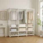 Meuble entrée avec rangement chaussures en métal blanc