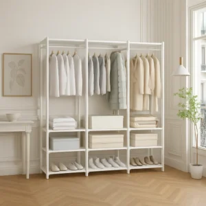 Meuble entrée avec rangement chaussures en métal blanc
