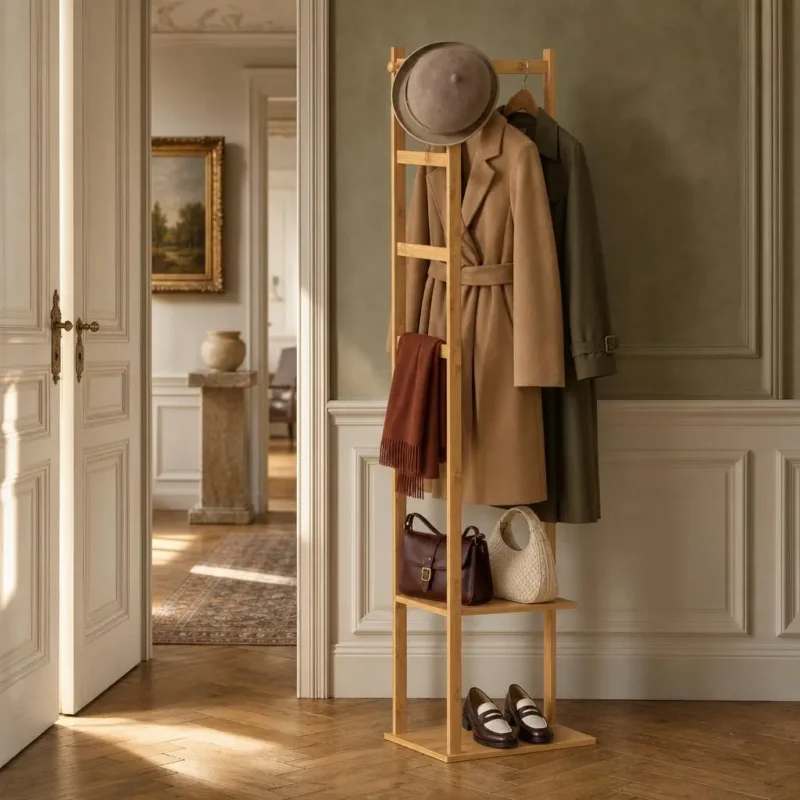 Meuble entrée bambou avec rangement chaussures