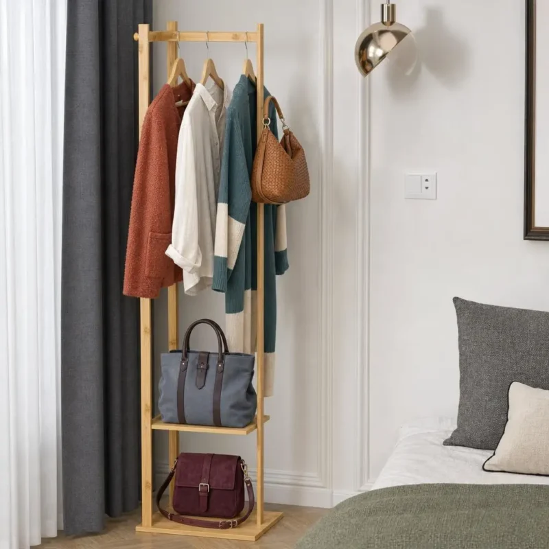 Meuble entrée bambou avec rangement chaussures