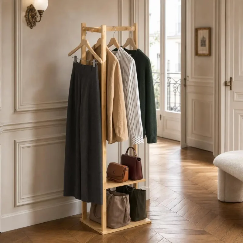 Meuble entrée bambou avec rangement chaussures