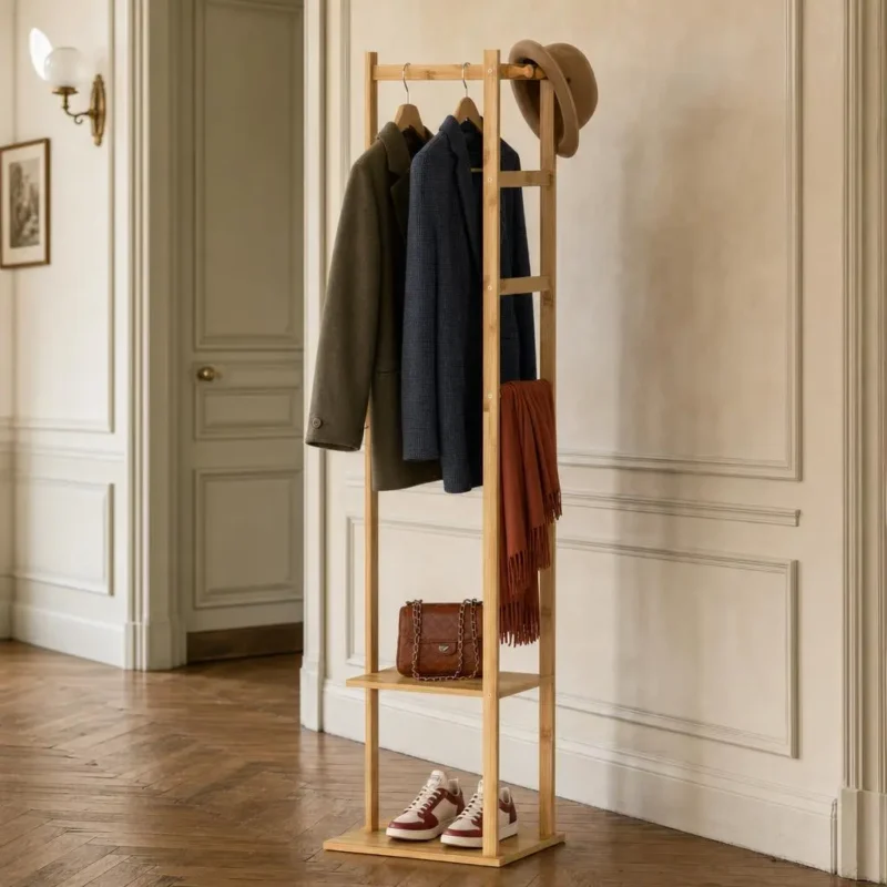 Meuble entrée bambou avec rangement chaussures