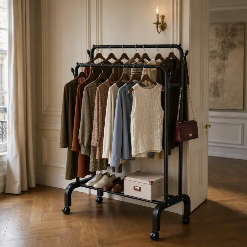 Meuble entrée métal noir porte-manteau