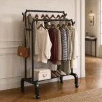 Meuble entrée métal noir porte-manteau