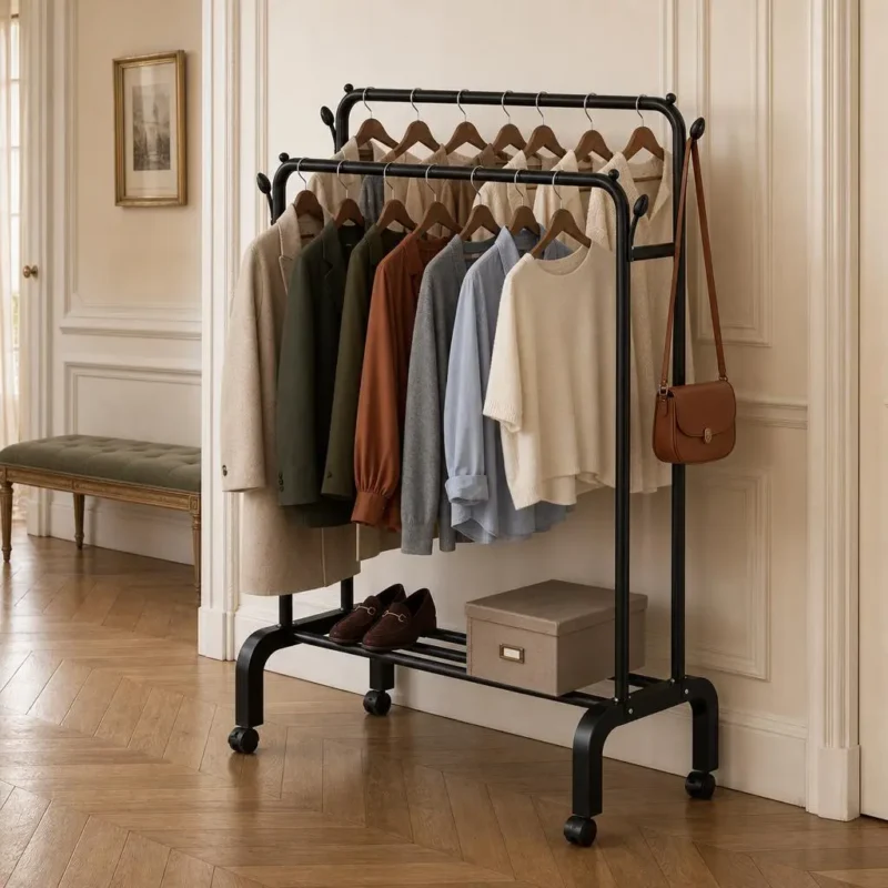 Meuble entrée métal noir porte-manteau