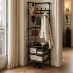 Meuble entrée porte-manteau d'angle avec porte chaussure