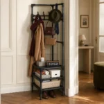 Meuble entrée porte-manteau d'angle avec porte chaussure