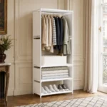 Meuble entrée porte-manteau et range chaussures blanc