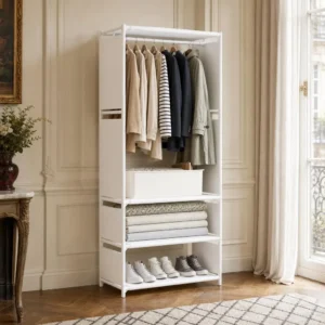 Meuble entrée porte-manteau et range chaussures blanc