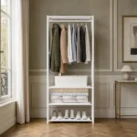 Meuble entrée porte-manteau et range chaussures blanc