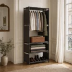 Meuble entrée porte-manteau et rangement chaussures noir