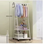 Meuble vestiaire roulant blanc métal avec rangement chaussures