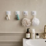 Patère murale adhésive aluminium blanc