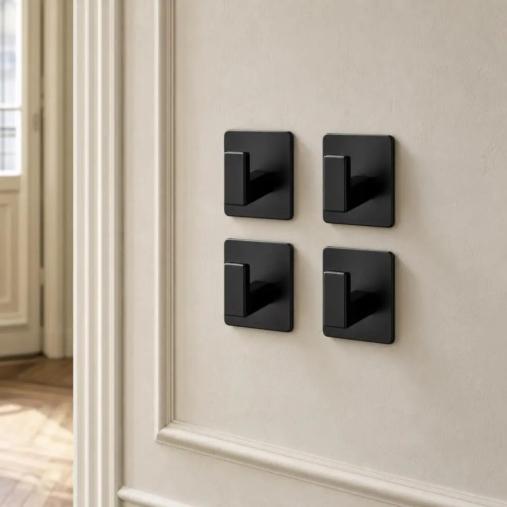 Patère murale aluminium adhésive noire