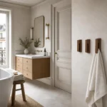 Patère murale bois foncé barrette pour salle de bain