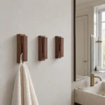 Patère murale bois foncé barrette pour salle de bain