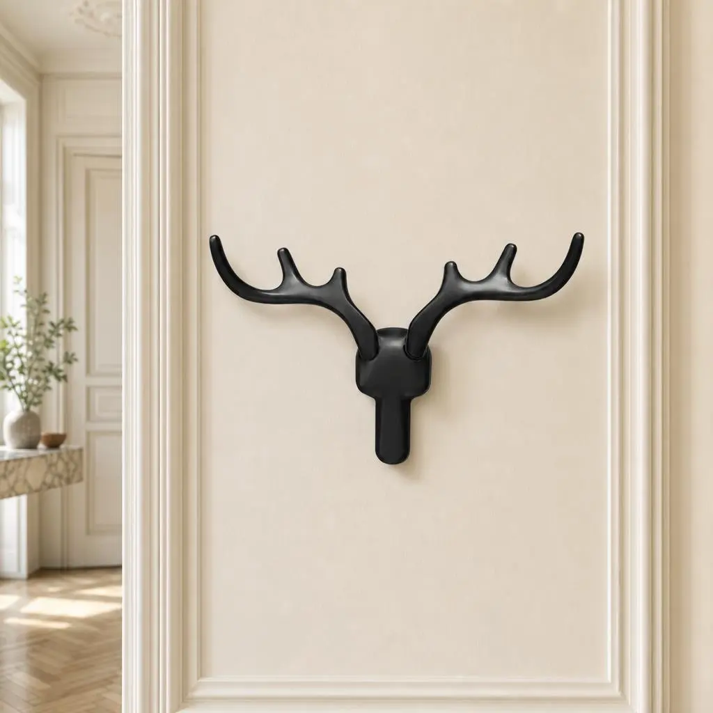 Patère murale cerf noir en alliage de zinc