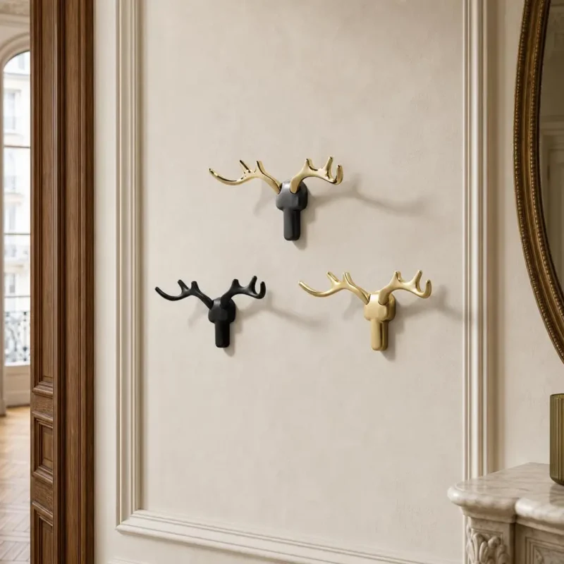 Patère murale cerf noir en alliage de zinc