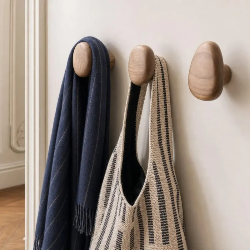 Patère murale ovale en bois foncé style moderne