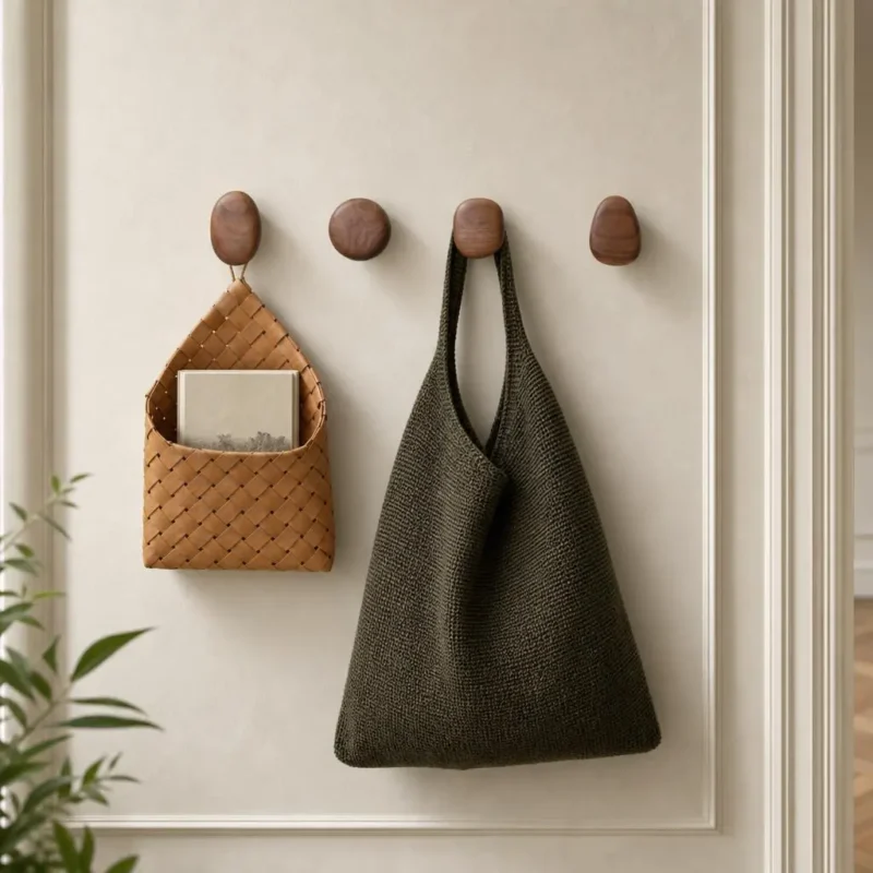 Patère murale ovale en bois foncé style moderne