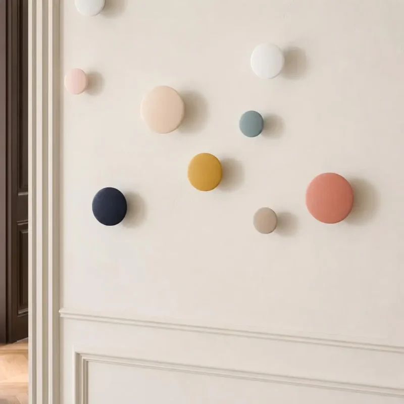 Patère murale ronde en bois blanc