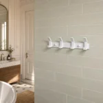 Patère murale salle de bain 4 crochets en alliage aluminium blanc