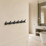 Patère murale salle de bain 6 crochets alu noir