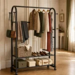 Porte-manteau meuble chaussure métal noir
