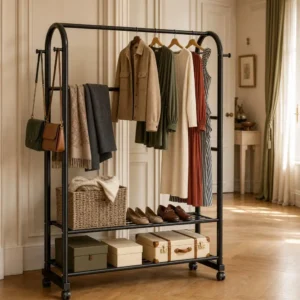 Porte-manteau meuble chaussure métal noir