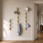 Porte-manteau mural 2 crochets ronds en métal doré