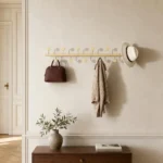 Porte-manteau mural 4 crochets ronds en métal doré