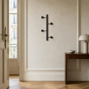 Porte-manteau mural 4 crochets ronds en métal noir
