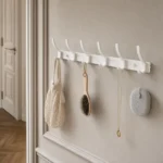 Porte-manteau mural 6 crochets aluminium blanc