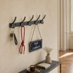 Porte-manteau mural 6 crochets aluminium noir