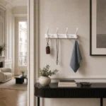 Porte-manteau mural aluminium blanc 4 crochets